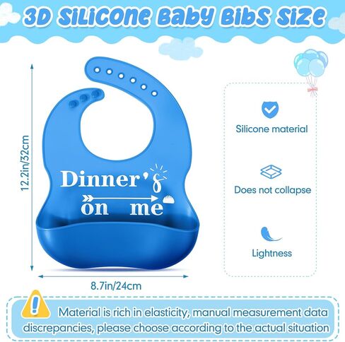 Mepase Set of 12 Cute Silicone Baby Bibs with Buckle Adjustable Fit Waterproof 3D Feeding Bibs for Babies Toddlers with Cute Words Soft Unisex Toddler Bib with 3D Pouch for Kids Boys Girls Eating in Saudi Arabia