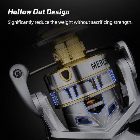 RUNCL بكرة صيد دوارة ميرسيد، بكرة دوارة - محامل كروية 10+1 HPCR، نظام سحب متعدد الأقراص، إدارة خط CNC، تشغيل سلس، بكرة جاهزة للتضفير - بكرة صيد خفيفة الوزن in Kuwait