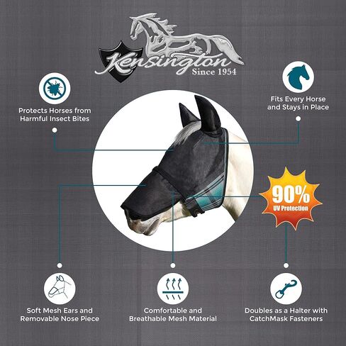 Kensington UViator CatchMask w/Ears & Removable Nose & Forelock Opening, Medium, Deluxe Black in Saudi Arabia