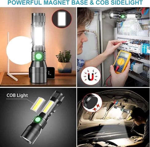 Karrong UV Flashlight Rechargeable, Black Light Flashlights, 2000lm Pocket-Sized T6 LED Torch with Clip, Water Resistant, 7 Modes for Pet Clothing Detection/Emergency/Camping 2pack in Kuwait