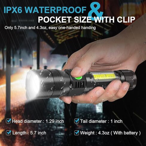 Karrong UV Flashlight Rechargeable, Black Light Flashlights, 2000lm Pocket-Sized T6 LED Torch with Clip, Water Resistant, 7 Modes for Pet Clothing Detection/Emergency/Camping 2pack in Kuwait