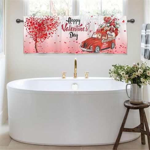 HawSkgFub Spring Summer Honey Bee Gnome Daisy Flower Kitchen Curtain Valance 54 x 18, Buffalo Plaid Short Topper Curtains Window Rod Pocket, Home Farmhouse Honeycomb Living Room Bedroom Bathroom Decor in Kuwait