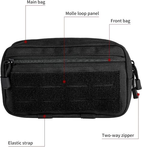 Annchwool Molle Admin Pouch,Tactical EDC Utility Tool Pouch with 1*Tactical Gear Clip and 1*Patch(Black,Khaki,Camo,Green) in Kuwait