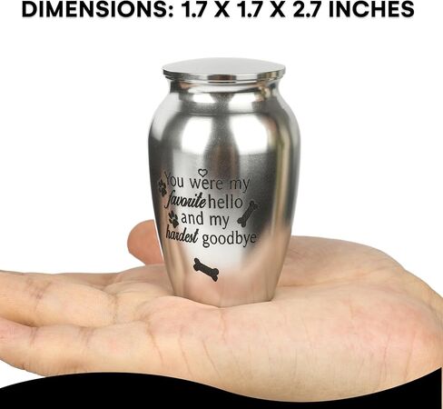 Black Rhino Small Pet Urn - Pet Urns for Dogs or Cats Ashes - Cremation Urns for Remains of Beloved Pets - Secure Threaded Lid - Fits in Palm of Hand - Silver Polished - 1.7 x 2.7 Inches in Kuwait