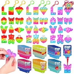 FUN LITTLE TOYS Pop Keychain Fidget Toy, 36 set Pop It Keychain with Valentine's Day Cards for 4-12 Kids Classroom suitable for Kids Valentines Day Gifts Birthday Prizes in Kuwait