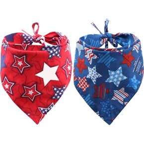 2 Pack American Flag Dog Bandana USA Triangle Bibs Scarf Reversible Accessories for Dogs Pets Cat Small