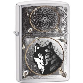 Zippo Custom Lighter: Wolves Howling at the Moon - Black Matte 78660 in Kuwait