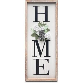 ديكور حائط خشبي للمنزل عمودي، لافتات ديكور منزلية معلقة ريفية مع زهرة اللباد من أجل، لوحة فنية جدارية مزخرفة بالورود للمزرعة، بني ريفي in Kuwait