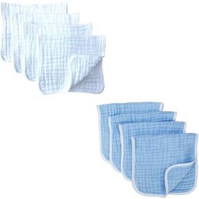 أقمشة التجشؤ القطنية من Synrroe - مجموعات باللونين الأبيض والأزرق، أساسيات الطفل: أقمشة تجشؤ فائقة النعومة، ماصة، ومتينة للأطفال الأولاد والبنات in Kuwait