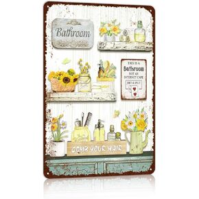 Vintage Farmhouse Bathroom Metal Tin Signs Rustic Flower Bathroom Decor Wall Art Country Bathroom Wall Decor 8X12 Inches in Kuwait