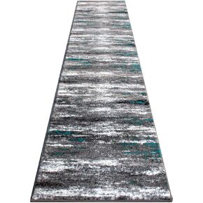 Masada Rugs, Stephanie Collection Area Rug Modern Contemporary Design 1102 Grey White Black (2 Feet 4 Inch X 11 Feet) Long Runner in Kuwait