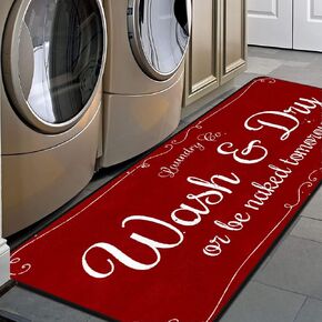 Laundry Room Long Rug Area Rug Non-Slip Floor Mat Waterproof Farmhouse Carpet for Kitchen 40" x 20"(Black-1)