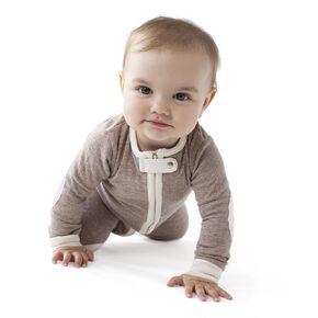 منامة رومبير من Baby deedee Sleepsie 1 قطعة قطنية طويلة الأكمام بدون قدم ، هيذر رمادي أزرق مخضر ، 3-6 أشهر