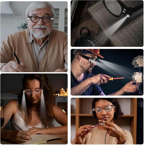 قارئات LED ساطعة مع نظارات قراءة مضيئة مع نظارات مكبرة للضوء نظارات قراءة مضاءة نظارات زرقاء تحجب الضوء للنساء والرجال نظارات قراءة LED مكبرة ليلية + 250 in Saudi Arabia
