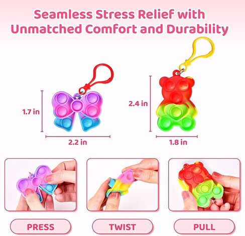 FUN LITTLE TOYS Pop Keychain Fidget Toy, 36 set Pop It Keychain with Valentine's Day Cards for 4-12 Kids Classroom suitable for Kids Valentines Day Gifts Birthday Prizes in Kuwait