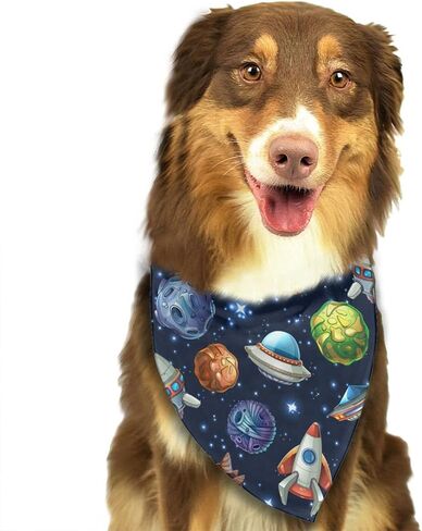Comic Space Dog Bandana,Dog Bandanas Triangle Bibs Scarf Accessories for Small Medium Large Dogs Cats Pets Animals in Kuwait
