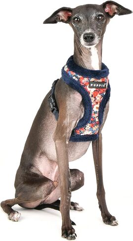 Puppia Gianni Dog Harness Over-The-Head Warm Winter Flower Pattern Adjustable Chest for Small and Medium Dog, Beige, Small in Kuwait