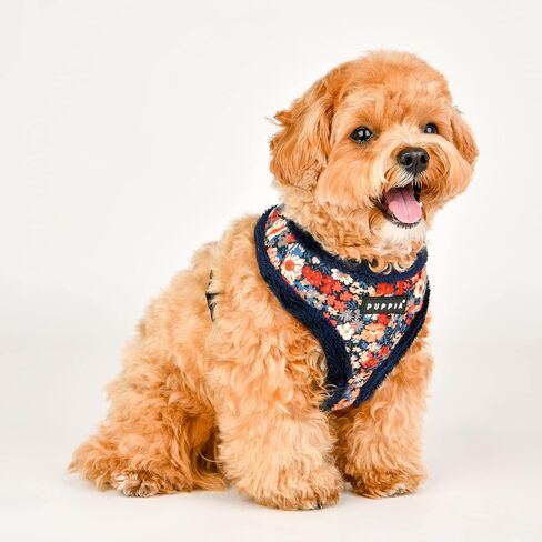 Puppia Gianni Dog Harness Over-The-Head Warm Winter Flower Pattern Adjustable Chest for Small and Medium Dog, Beige, Small in Kuwait
