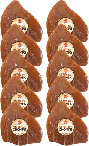 NutriChomps Nutri Ears-سهلة الهضم، مكافآت للكلاب خالية من الجلود الخام، حزمة من 10 قطع، نكهة الدجاج الحقيقية، بني (NT082V-10) in Kuwait