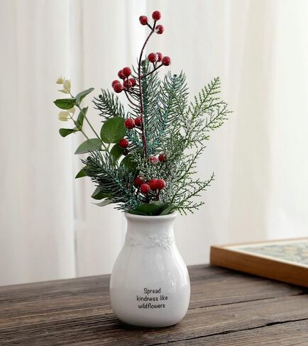 مزهرية زهرة السيراميك هدية مزهرية مصنوعة يدويًا للمزرعة، مزهرية مزخرفة هدية لحفلات الزفاف، وأعياد الميلاد، والحفلات، والعطلات، 5 بوصات ارتفاع (اللطف) in Kuwait