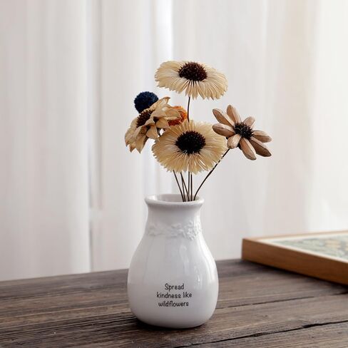 مزهرية زهرة السيراميك هدية مزهرية مصنوعة يدويًا للمزرعة، مزهرية مزخرفة هدية لحفلات الزفاف، وأعياد الميلاد، والحفلات، والعطلات، 5 بوصات ارتفاع (اللطف) in Kuwait