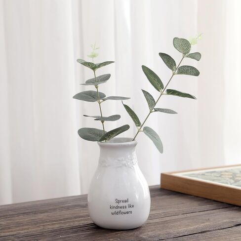 مزهرية زهرة السيراميك هدية مزهرية مصنوعة يدويًا للمزرعة، مزهرية مزخرفة هدية لحفلات الزفاف، وأعياد الميلاد، والحفلات، والعطلات، 5 بوصات ارتفاع (اللطف) in Kuwait