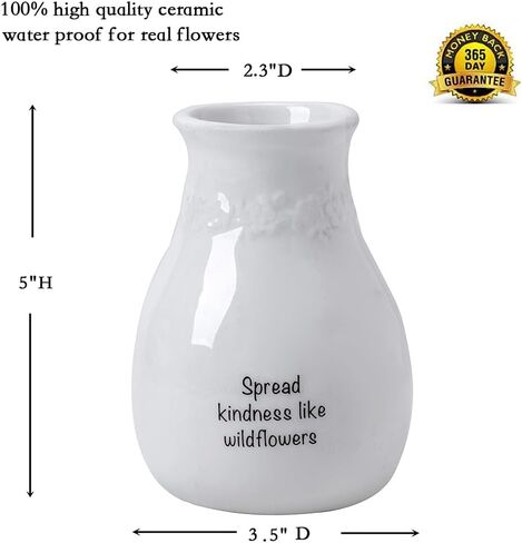 مزهرية زهرة السيراميك هدية مزهرية مصنوعة يدويًا للمزرعة، مزهرية مزخرفة هدية لحفلات الزفاف، وأعياد الميلاد، والحفلات، والعطلات، 5 بوصات ارتفاع (اللطف) in Kuwait