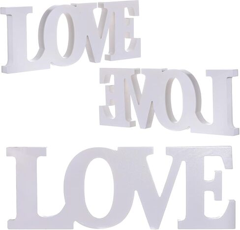 لافتة قائمة قائمة بذاتها على شكل حرف خشبي مطبوع عليها حروف الحب الخشبية، لافتات الحب الريفية المنفردة لغرفة المعيشة، ديكور الموقد | حفلات الزفاف، هدايا الحفلات المنزلية (الحب الأبيض) in Kuwait