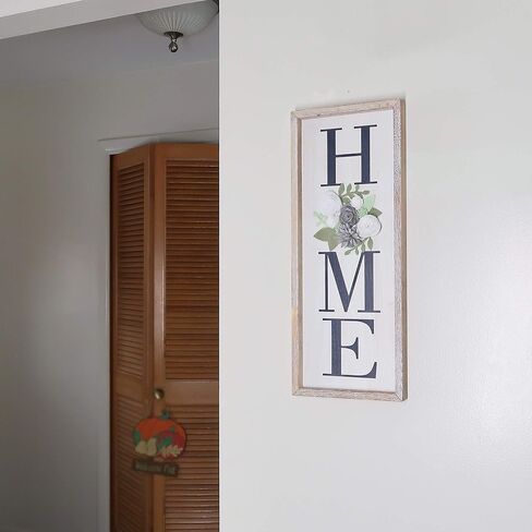 ديكور حائط خشبي للمنزل عمودي، لافتات ديكور منزلية معلقة ريفية مع زهرة اللباد من أجل، لوحة فنية جدارية مزخرفة بالورود للمزرعة، بني ريفي in Kuwait