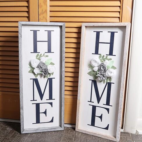 ديكور حائط خشبي للمنزل عمودي، لافتات ديكور منزلية معلقة ريفية مع زهرة اللباد من أجل، لوحة فنية جدارية مزخرفة بالورود للمزرعة، بني ريفي in Kuwait