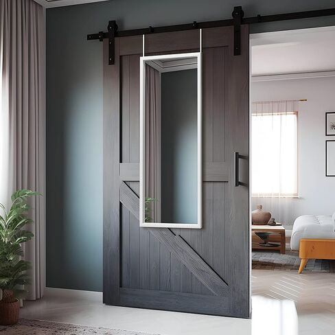 نوتيبي مراة بطول كامل 44 انش × 16 انش، مراة تثبت على الحائط مع علاقتين معدنيتين لديكور الحائط وغرفة النوم والحمام وغرفة المعيشة، لون ابيض in Kuwait