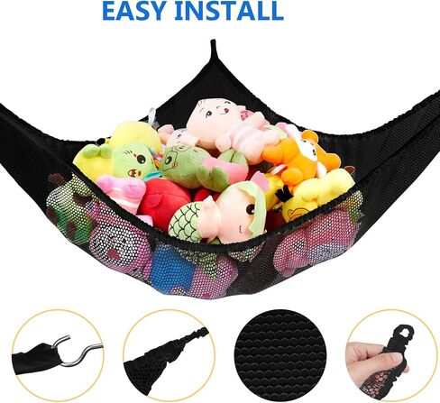 KanYool شبكة الحيوانات المحشوة، أرجوحة لعبة الحيوانات المحشوة الكبيرة، أرجوحة معلقة، منظم تخزين الحيوانات، شبكة تخزين بوهو زاوية كبيرة من القطيفة، حامل شبكي لغرفة لعب الحضانة، غرفة النوم، غرفة الأطفال، 2 حزمة بيضاء in Kuwait