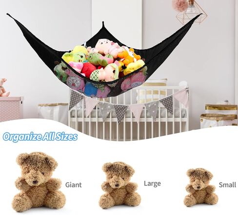 KanYool شبكة الحيوانات المحشوة، أرجوحة لعبة الحيوانات المحشوة الكبيرة، أرجوحة معلقة، منظم تخزين الحيوانات، شبكة تخزين بوهو زاوية كبيرة من القطيفة، حامل شبكي لغرفة لعب الحضانة، غرفة النوم، غرفة الأطفال، 2 حزمة بيضاء in Kuwait
