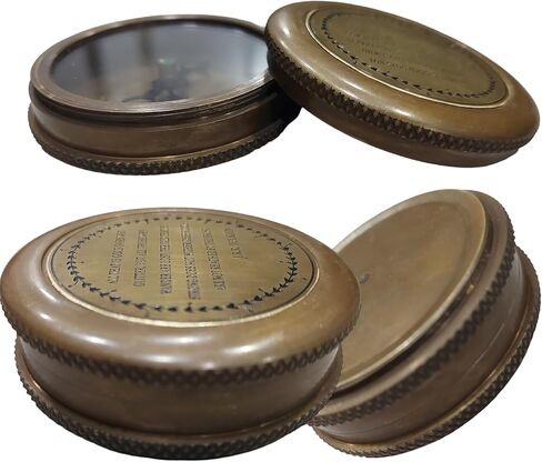 بوصلة نحاسية عتيقة مستوحاة من تولكين مع حافظة جلدية من دولتشي - بوصلة اتجاهية مغناطيسية للملاحة والتخييم والمشي لمسافات طويلة والرحلات - "Not All Who Wander are Lost" - هدية فريدة in Kuwait