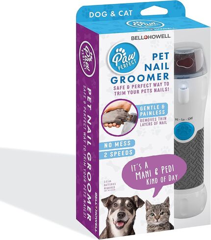 Bell+Howell Pawperfect Cordless Dog and Cat Nail Trimmer Rotating File with Safety Guard, 5000-7000 RPM's, Gentle and Painless Dremel Dog Nail Grinder w/ 3 Modes with 3 Replacement Rollers in Saudi Arabia