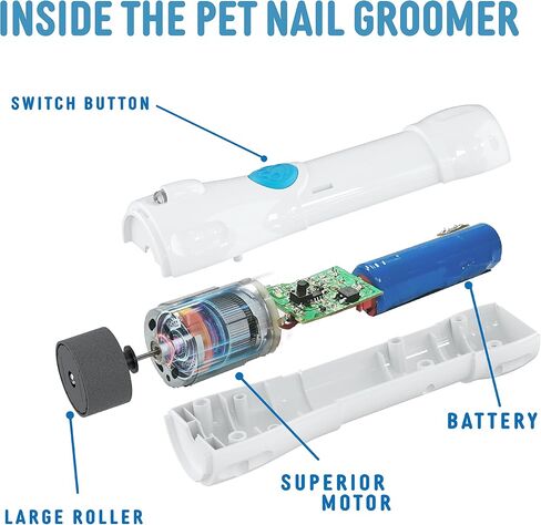 Bell+Howell Pawperfect Cordless Dog and Cat Nail Trimmer Rotating File with Safety Guard, 5000-7000 RPM's, Gentle and Painless Dremel Dog Nail Grinder w/ 3 Modes with 3 Replacement Rollers in Saudi Arabia