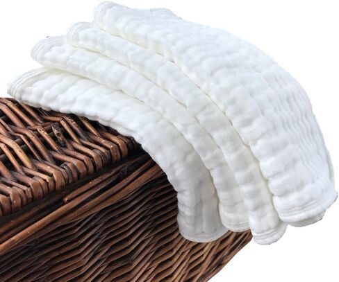 أقمشة التجشؤ القطنية من Synrroe - مجموعات باللونين الأبيض والأزرق، أساسيات الطفل: أقمشة تجشؤ فائقة النعومة، ماصة، ومتينة للأطفال الأولاد والبنات in Kuwait