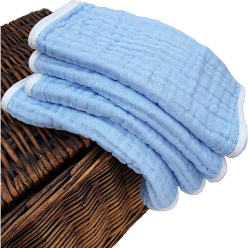 أقمشة التجشؤ القطنية من Synrroe - مجموعات باللونين الأبيض والأزرق، أساسيات الطفل: أقمشة تجشؤ فائقة النعومة، ماصة، ومتينة للأطفال الأولاد والبنات in Kuwait