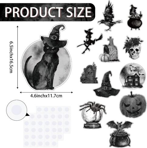 60 Pieces Halloween Cutouts Halloween Bulletin Board Decorations Vintage Witch Pumpkin Skull Bat Tombstone Crow Spider Cutouts Decor for Haunted House Classroom Halloween Party Supplies Decoration in Saudi Arabia
