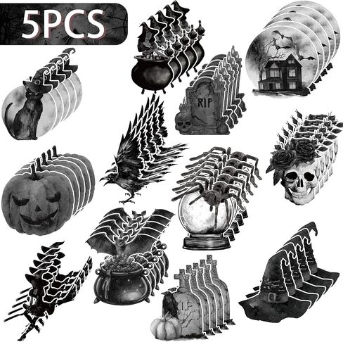 60 Pieces Halloween Cutouts Halloween Bulletin Board Decorations Vintage Witch Pumpkin Skull Bat Tombstone Crow Spider Cutouts Decor for Haunted House Classroom Halloween Party Supplies Decoration in Saudi Arabia