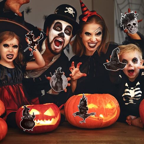 60 Pieces Halloween Cutouts Halloween Bulletin Board Decorations Vintage Witch Pumpkin Skull Bat Tombstone Crow Spider Cutouts Decor for Haunted House Classroom Halloween Party Supplies Decoration in Saudi Arabia