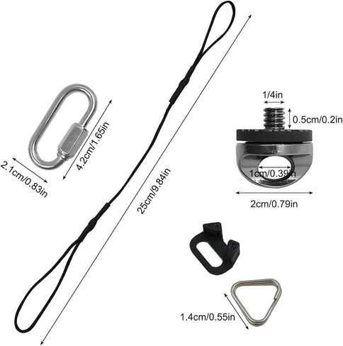 lyfLux 4 PCS 1/4" Camera Neck Strap Screw Holder, 4PCS Camera Strap Triangle Split Ring, 2PCS Camera Tether Safety Strap for DSLR Camera and Mirrorless Professional Cameras in Saudi Arabia