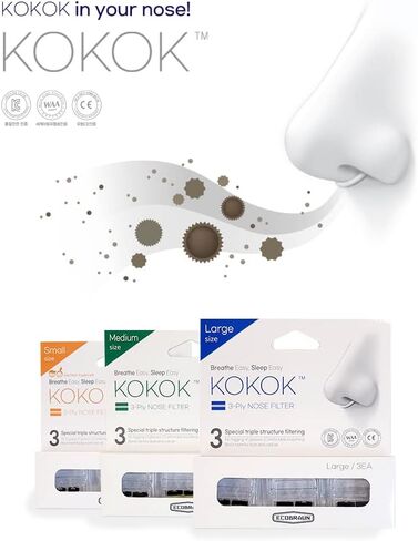 KOKOK 3-Ply Nose Filter Reusable Breathable Nasal Plugs Air Filteration for Dust, Pollution, Block Cold Air - Pack of 3 (Small) in Saudi Arabia