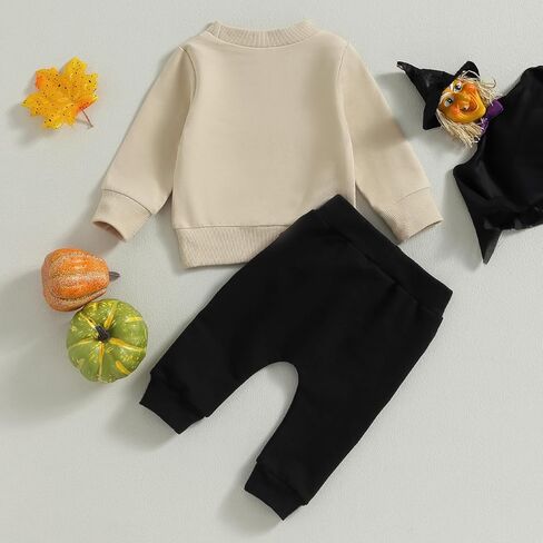 Yoyohhaki Toddler Baby Boy Halloween Outfit Checkerboard Ghost Crewneck Sweatshirt Top + Sweatpants Set Fall Winter Clothes in Saudi Arabia