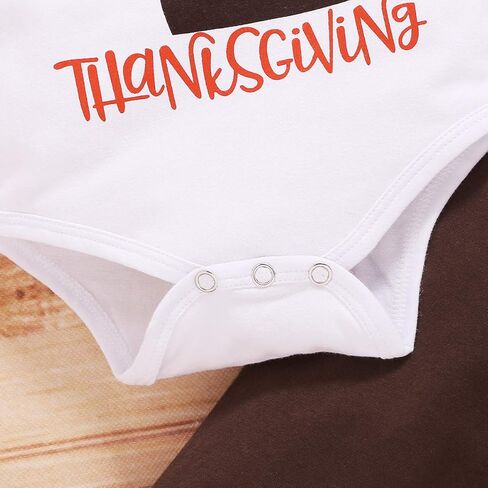 Newborn Baby Boy 1st Thanksgiving Pant Set T-Shirt Romper+Long Pants+Turkey Hat 3PCS Outfits in Kuwait