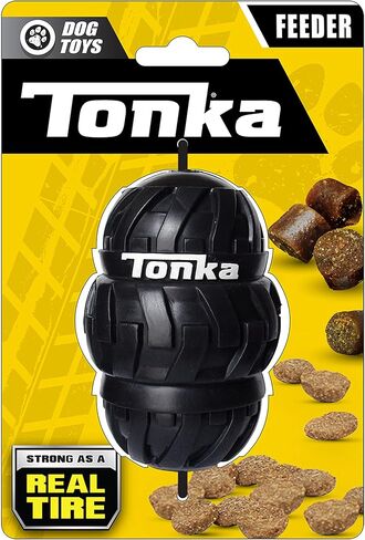 لعبة Tonka Tri-Stack Tread Feed للكلاب، خفيفة الوزن ومتينة ومقاومة للماء، 5 بوصات، للسلالات المتوسطة/الكبيرة، وحدة واحدة، أسود in Kuwait