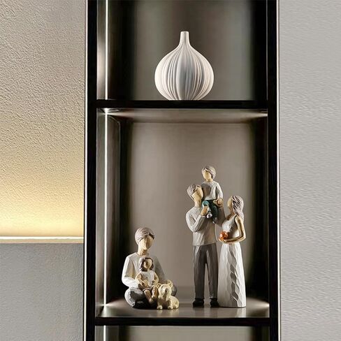 Waowumar Family of 3 Figurines Decor Resin Family Sculpture Parents and Daughter Statue Gifts for Family Home Decoration for Birthday Thanksgiving Christmas in Kuwait