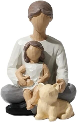 Waowumar Family of 3 Figurines Decor Resin Family Sculpture Parents and Daughter Statue Gifts for Family Home Decoration for Birthday Thanksgiving Christmas in Kuwait