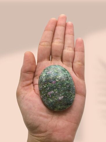 GEMSCITE Gemstone Ruby Zoisite Carved Palm Stone/Pocket Palm Stone/Reiki Healing & Crystal Grid for Natural Body Chakra Balancing in Kuwait