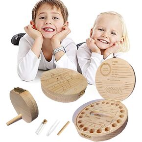 Baby Tooth Keepsake Box,Tooth Fairy Box,Wooden Tooth Box ,Baby Keepsake Storage Box,Tooth Saver,Tooth Holder for Kids Teeth,Tooth Boxes for Lost Teeth for Kids,Newborn Baby Birthday and Shower Gift